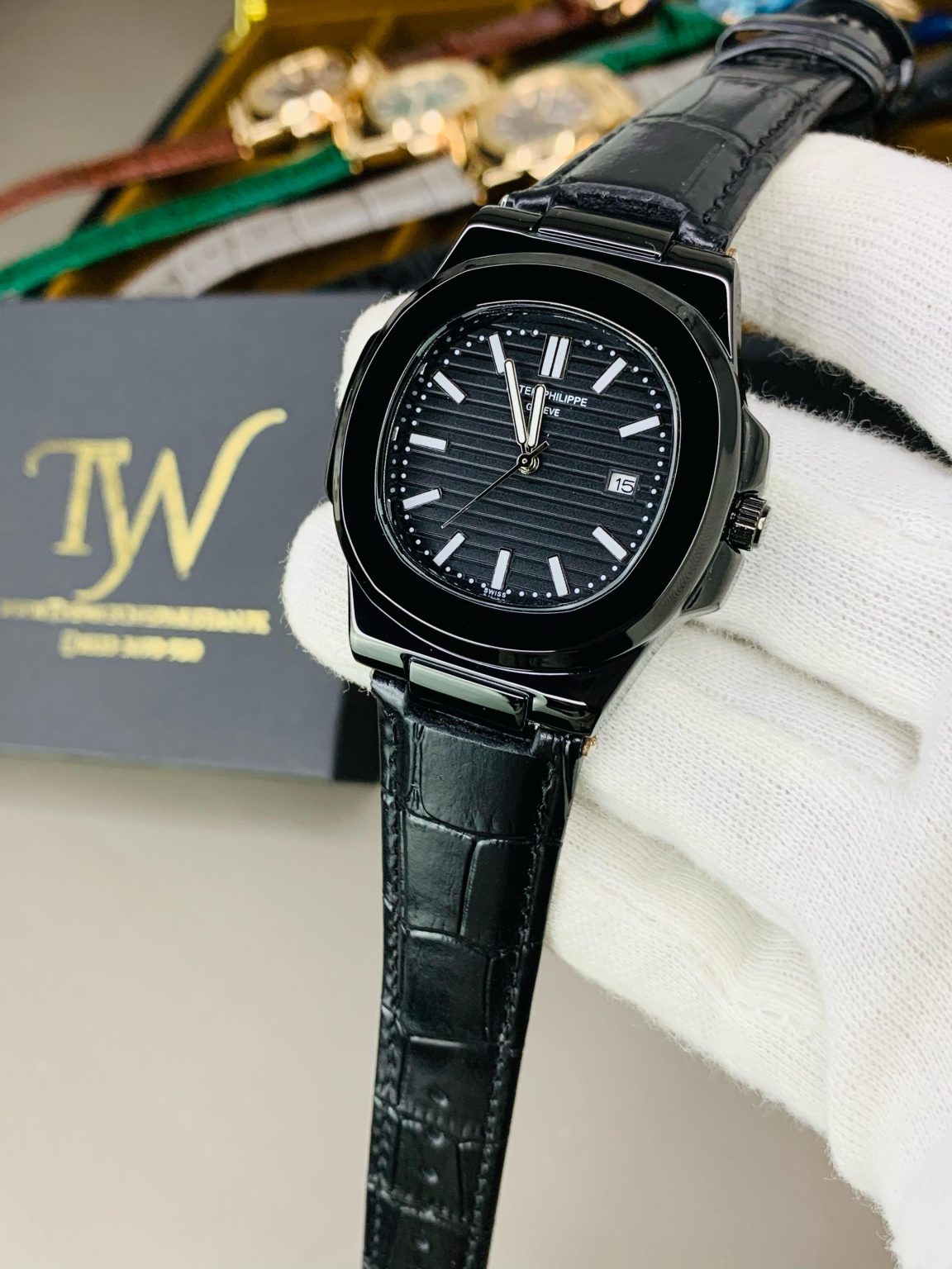 PATEK PHILIPPE FULL BLACK and GOLD NAUTILUS WATCH