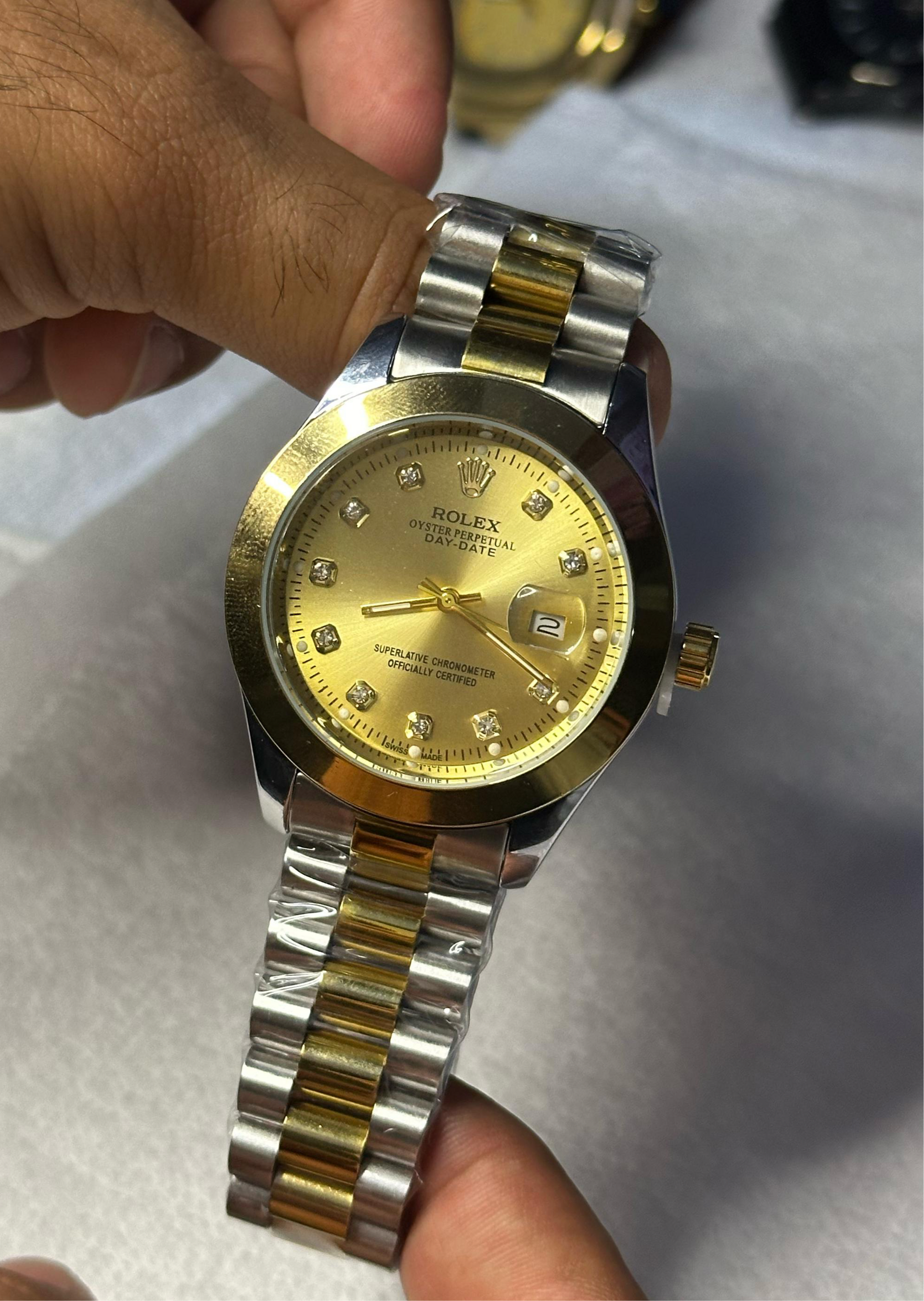 Rolex Oyster Datejust Stainless Steel Watch Two Tone